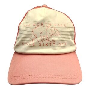 The North Face Mudder Trucker Hat Womens O/S Pink White Bear Graphic Snapback